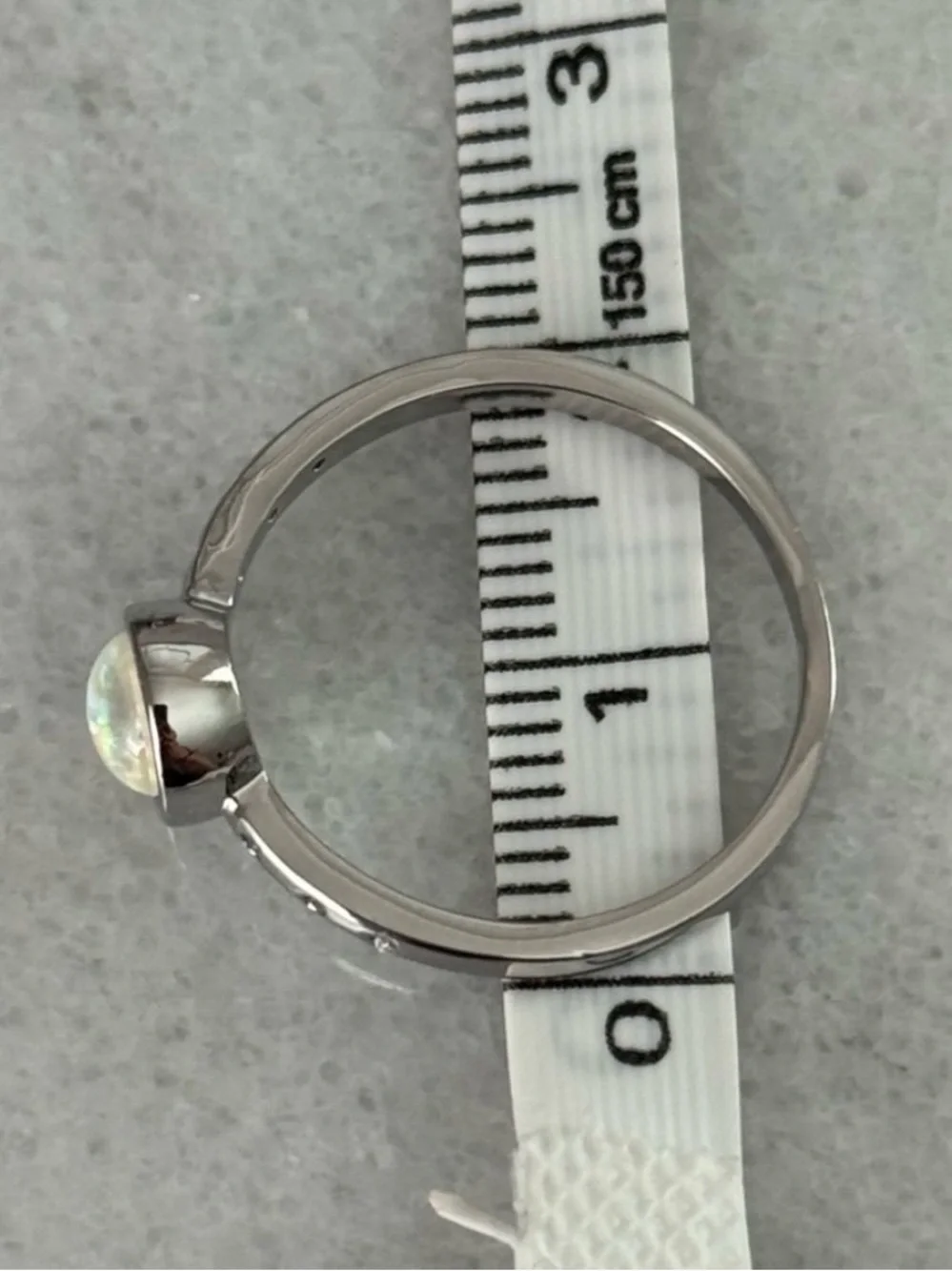 Silver Round Opal Crystal Pave Ring   Brand New  Stainless Steel  Size 7